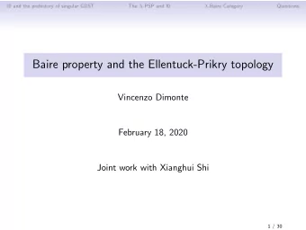 Baire property and the Ellentuck-Prikry topology  Vincenzo Dimonte  February 18, 2020  Joint work