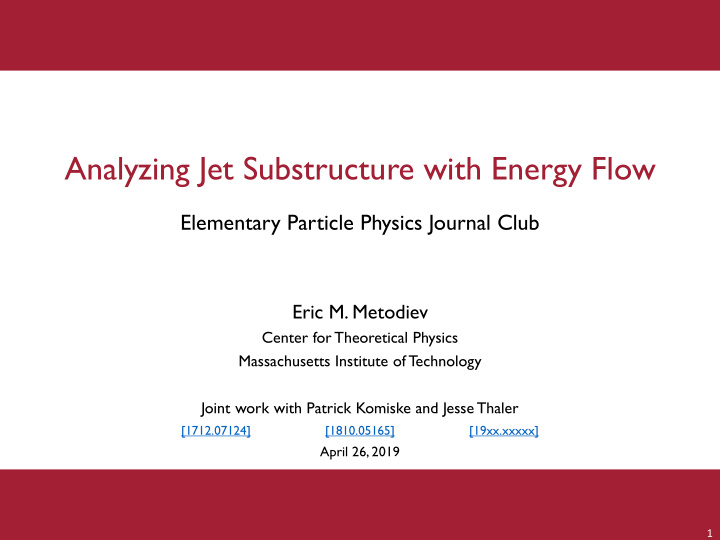 analyzing jet substructure with energy flow
