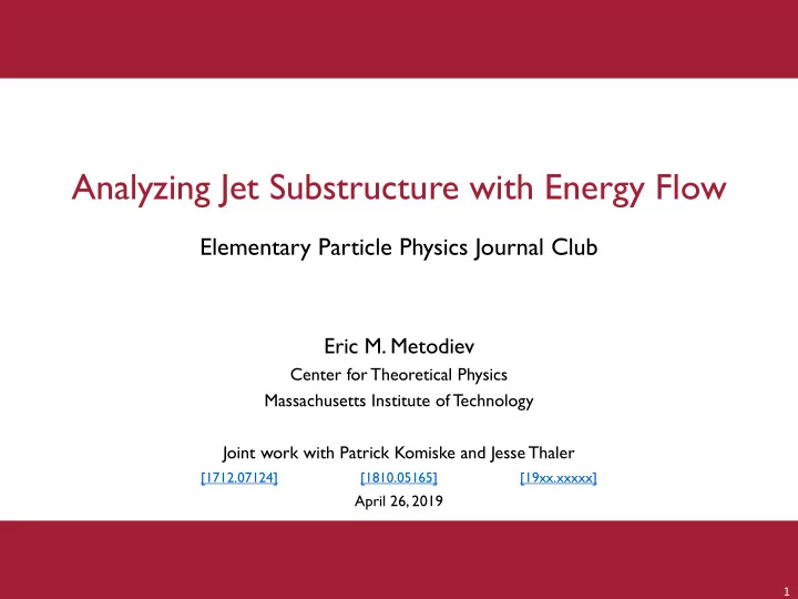 analyzing jet substructure with energy flow