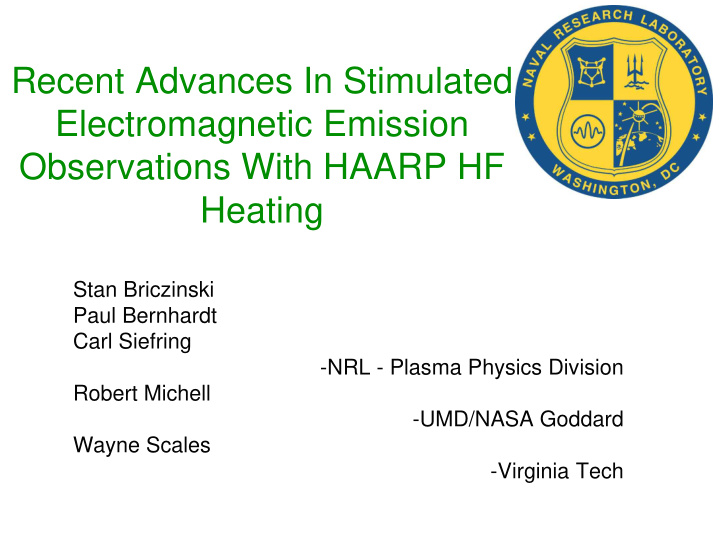 recent advances in stimulated electromagnetic emission