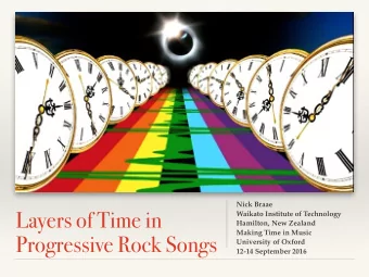 Layers of Time in  Waikato Institute of Technology  Hamilton, New Zealand  Making Time in Music