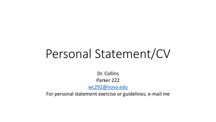 personal statement cv