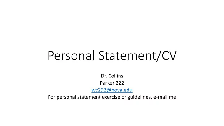 personal statement cv