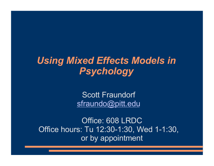 using mixed effects models in psychology