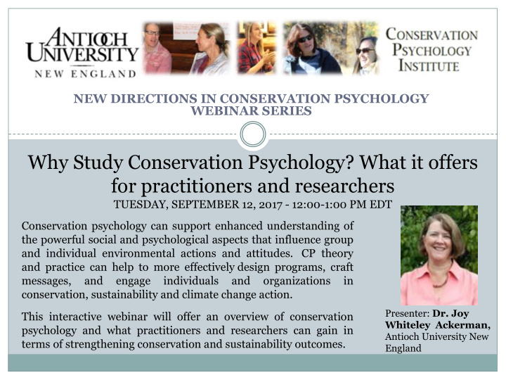 new directions in conservation psychology webinar series
