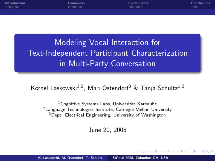 modeling vocal interaction for text independent