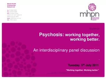 This webinar is presented by  Panel  Alan Hainsworth  Dr John Farhall  Professor Alan