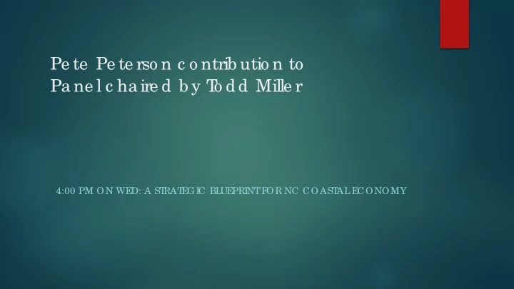 pe te pe te rso n c o ntrib utio n to pa ne l c ha ire d