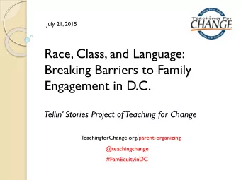 Engagement in D.C.  Tellin Stories Project of Teaching for Change