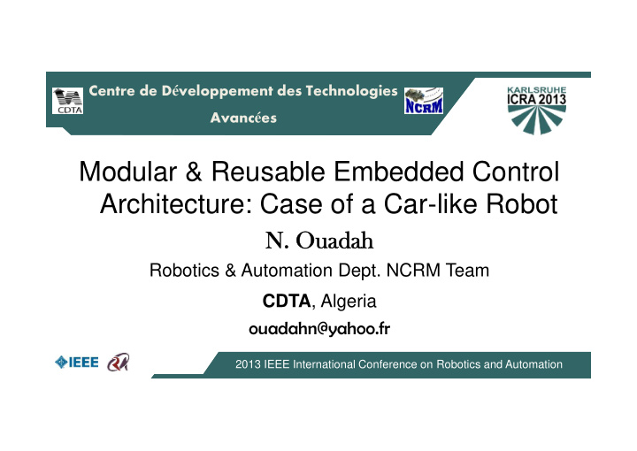 modular reusable embedded control architecture case of a