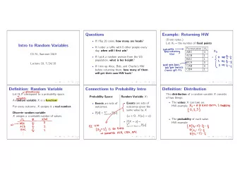 A  Xz  Of  fixed  points  3  Students  HW example:  #  = For every outcome, X assigns it a real