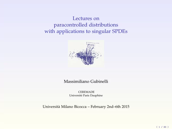 lectures on paracontrolled distributions with
