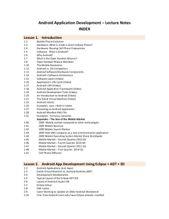 Android Application Development  Lecture Notes  INDEX  Lesson 1. Introduction  1-2  Mobile Phone