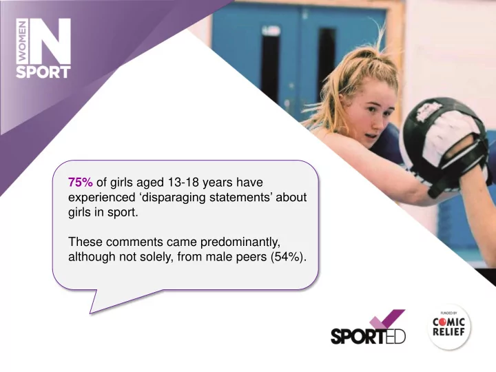 75 of girls aged 13 18 years have experienced disparaging