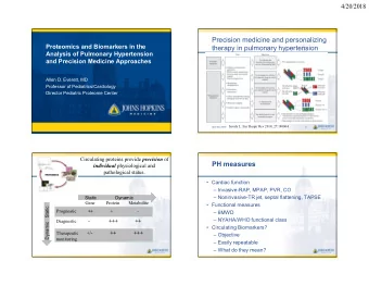 Precision medicine and personalizing  Proteomics and Biomarkers in the  therapy in pulmonary
