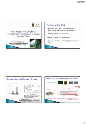 Oxygenation and (Tumour) Biology  Cell Models &amp; 3D culture  Tumour Metabolism  Therapeutic