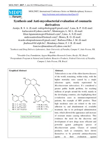 MOL2NET, 2017 , 3, doi:10.3390/mol2net-03-xxxx  2 Mycobacterium strains. Thus, this work shows the