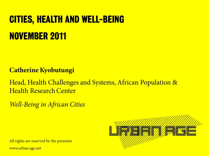 cities health and well being november 2011