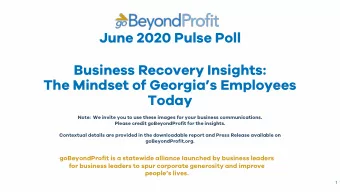 June 2020 Pulse Poll  Business Recovery Insights:  The Mindset of Georgias Employees  Today