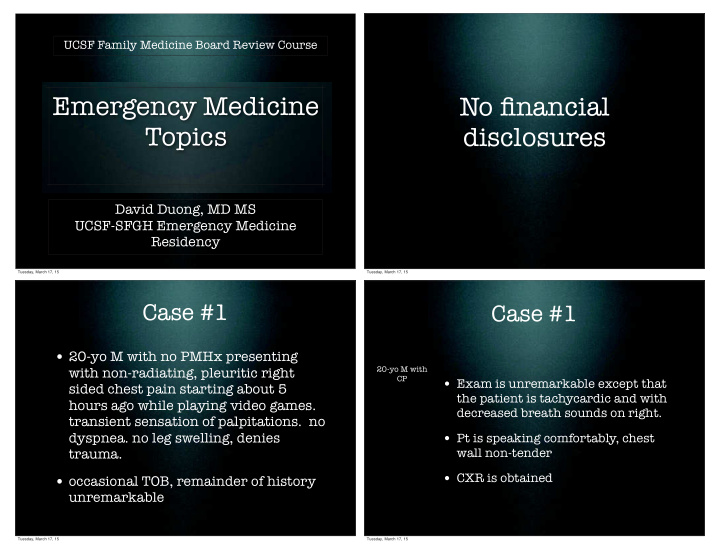 emergency medicine no nancial topics disclosures