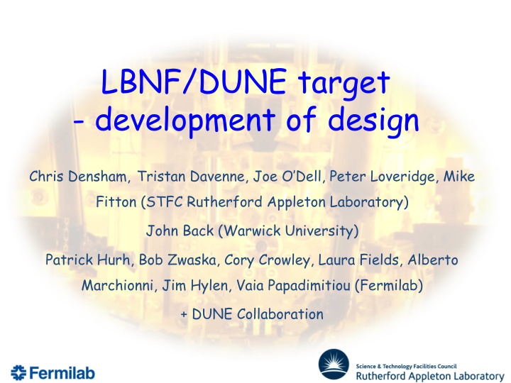 lbnf dune target development of design