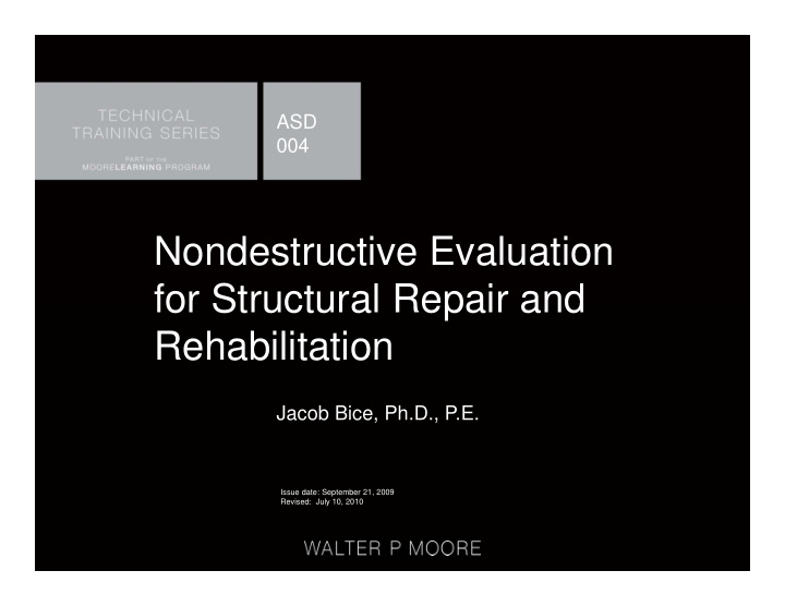 nondestructive evaluation for structural repair and