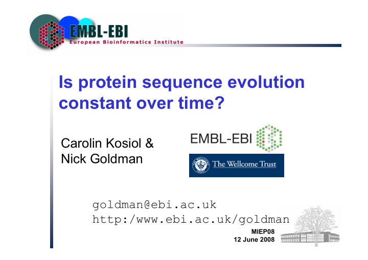 title page is protein sequence evolution constant over