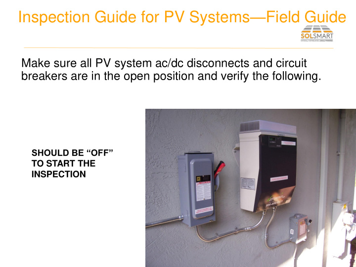 inspection guide for pv systems field guide