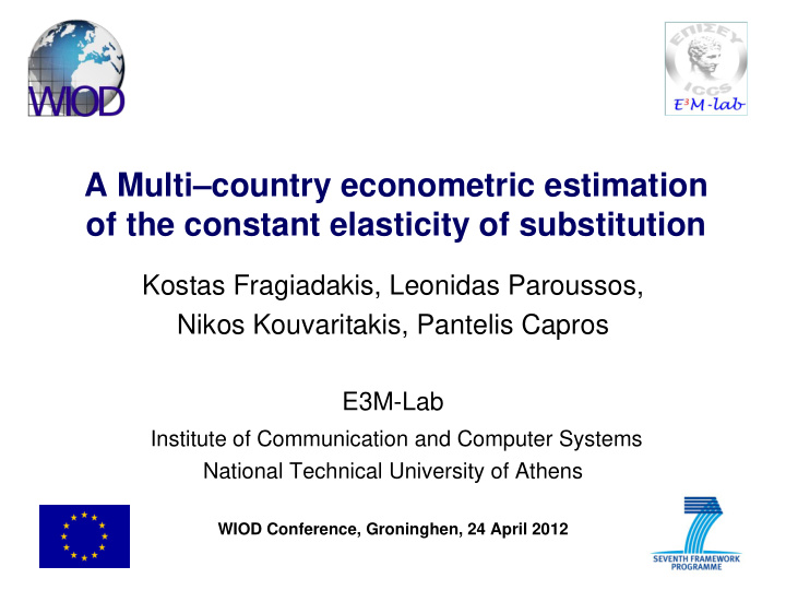 a multi country econometric estimation of the constant