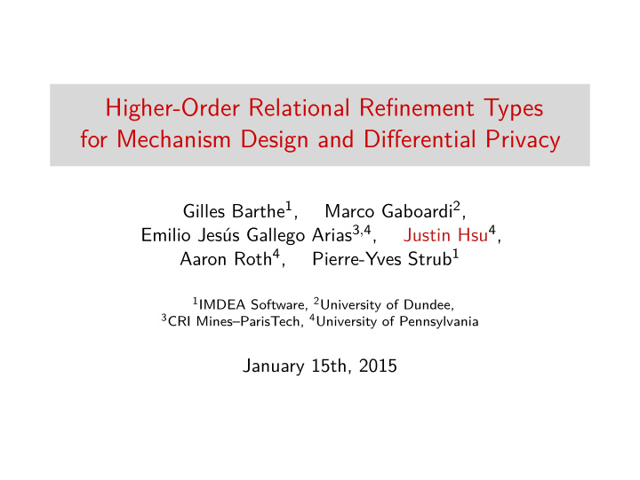 higher order relational refinement types for mechanism