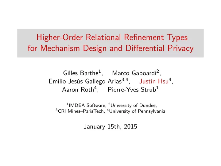 higher order relational refinement types for mechanism