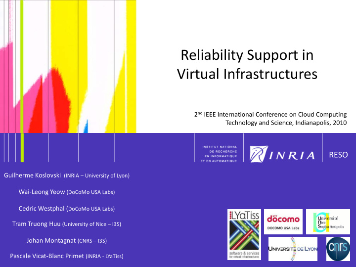 reliability support in virtual infrastructures