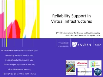 Reliability Support in  Virtual Infrastructures 2 nd IEEE International Conference on Cloud
