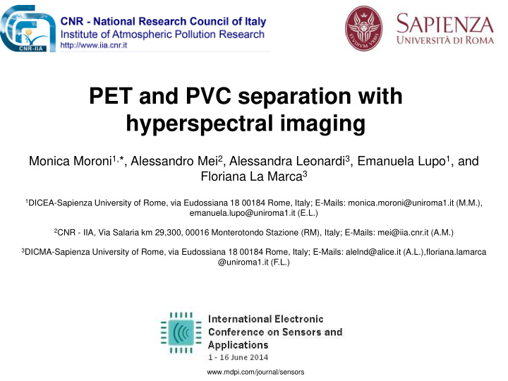 pet and pvc separation with hyperspectral imaging
