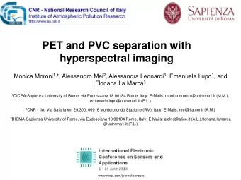 PET and PVC separation with  hyperspectral imaging Monica Moroni 1, *, Alessandro Mei 2 ,