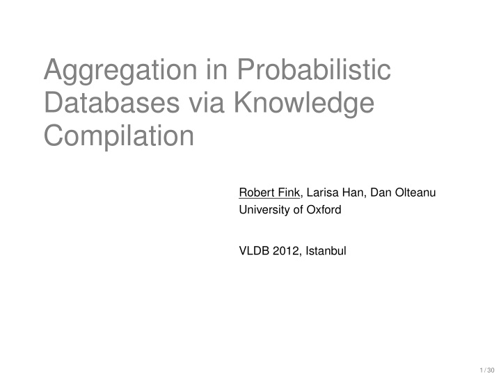 aggregation in probabilistic databases via knowledge
