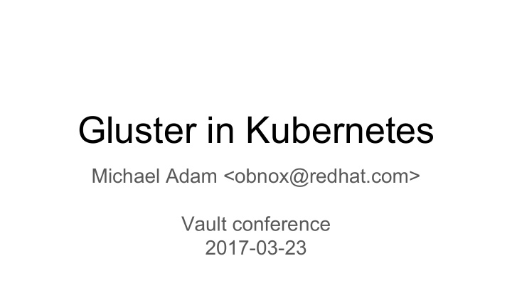 gluster in kubernetes