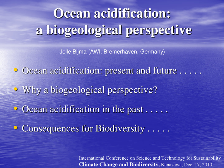 ocean acidification a biogeological perspective