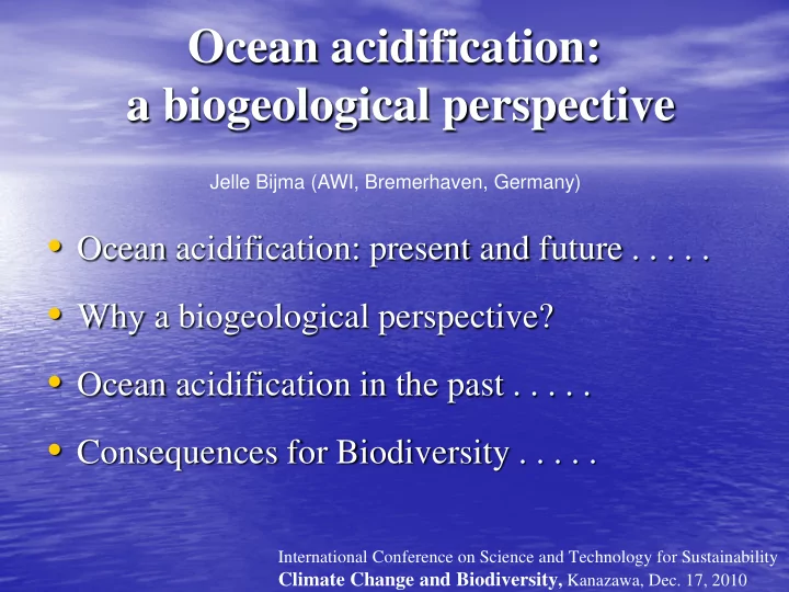 ocean acidification a biogeological perspective