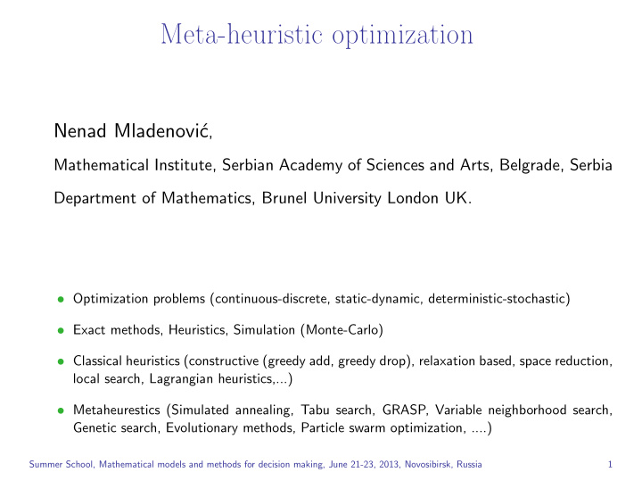 meta heuristic optimization