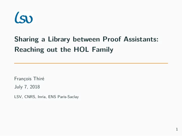 sharing a library between proof assistants reaching out