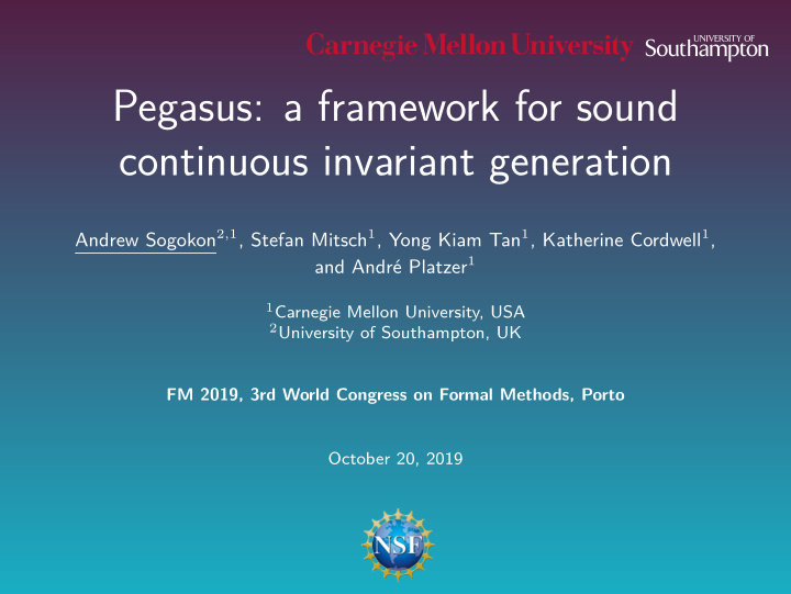pegasus a framework for sound continuous invariant