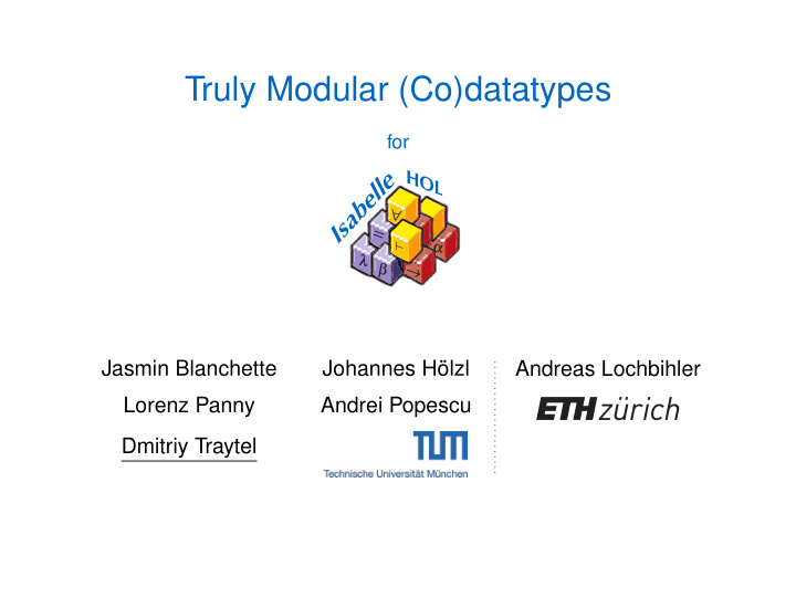 truly modular co datatypes