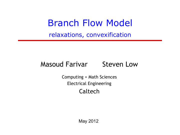 branch flow model