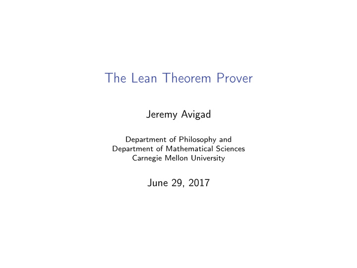 the lean theorem prover