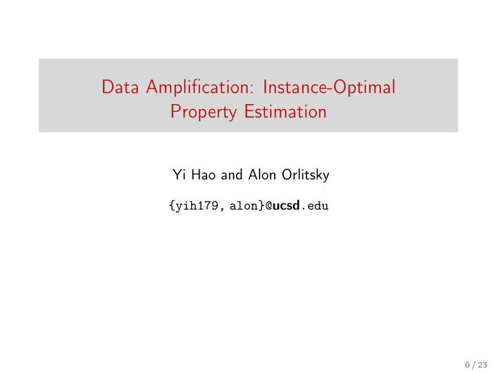 data amplification instance optimal property estimation