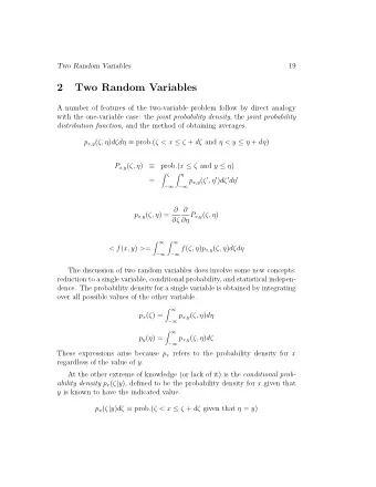 2  Two Random Variables  A number of features of the two-variable problem follow by direct analogy