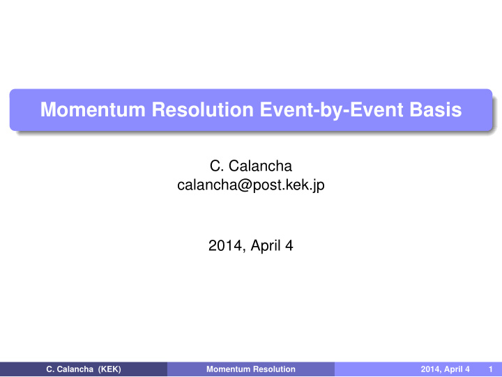 momentum resolution event by event basis