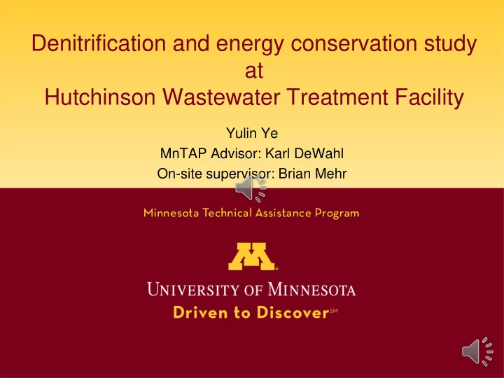 denitrification and energy conservation study