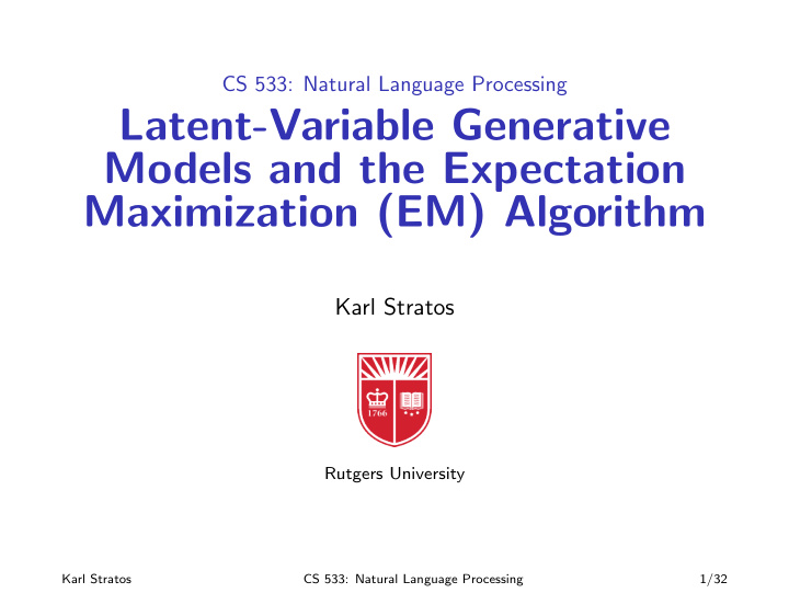 latent variable generative models and the expectation